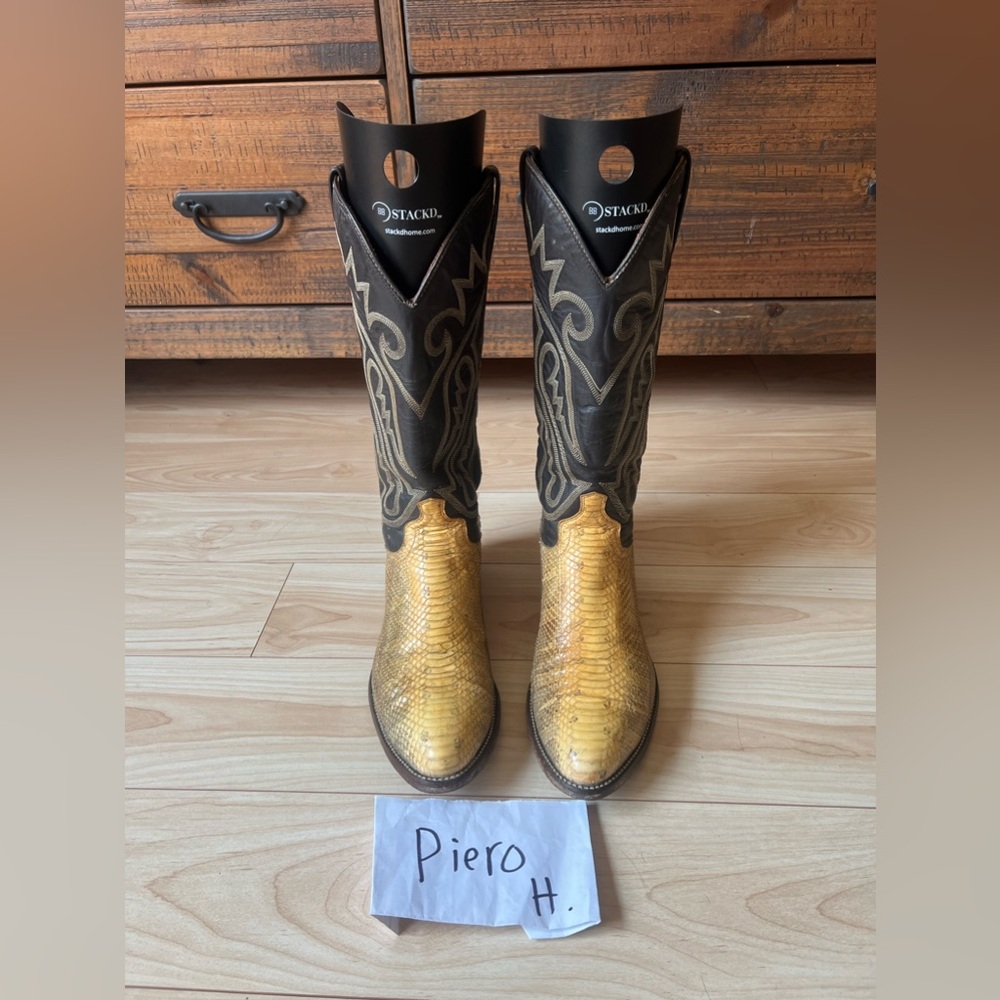 Vintage J Chisholm Water Snake Cowboy Boots 9D